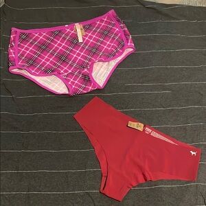 2 Pairs PINK Victoria's Secret Red and Pink Panties BNWT